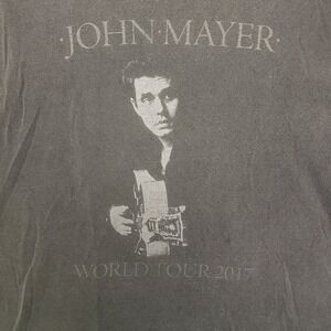 John Mayer Concert Band Tee Shirt 2017 World Tour Merch Gray Distressed Size 1X